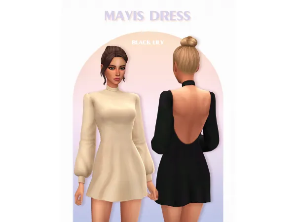 Maxis Match Mavis Dress by Black Lily - The Sims 4 Custom Content