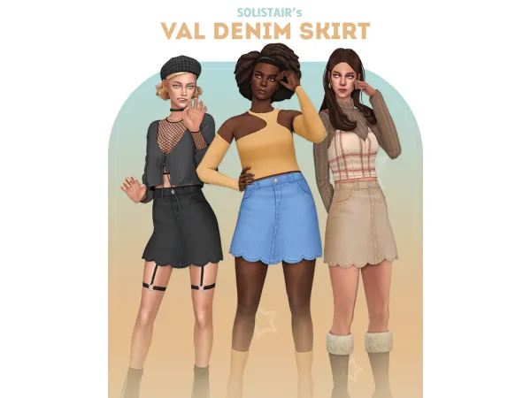 Maxis Match Val Denim Skirt by Solistair - The Sims 4 Custom Content