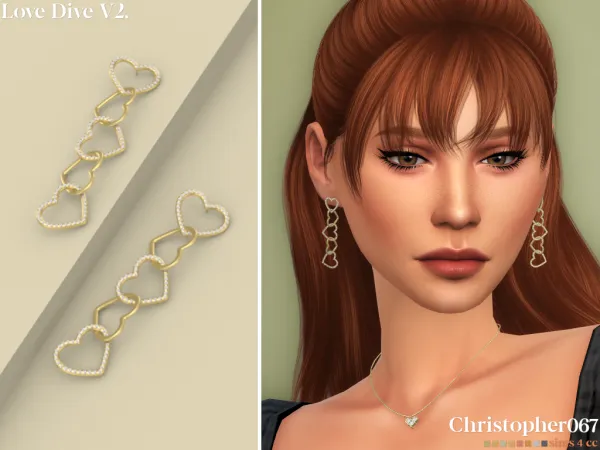 Mix LOVE DIVE EARRINGS V2 - The Sims 4 Custom Content
