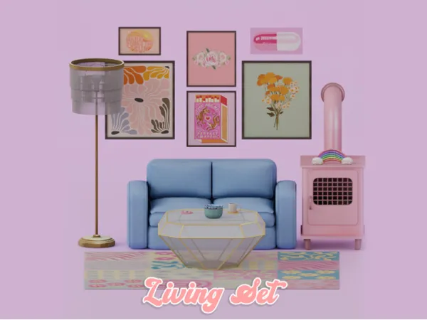 Alpha Living Set by MechtaSims - The Sims 4 Custom Content