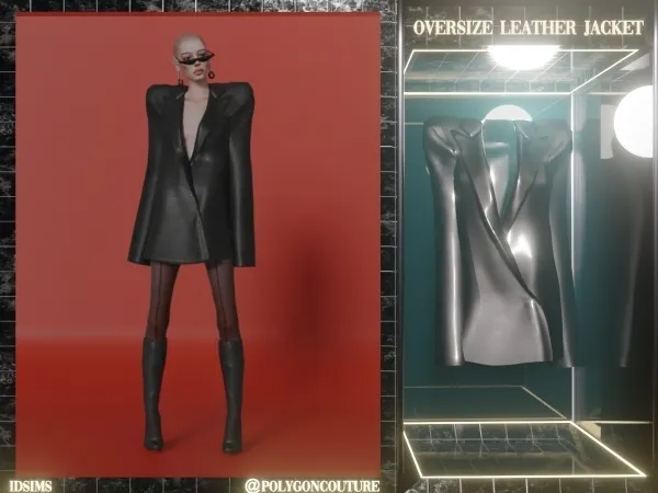 Alpha Oversize Leather Jacket - The Sims 4 Custom Content