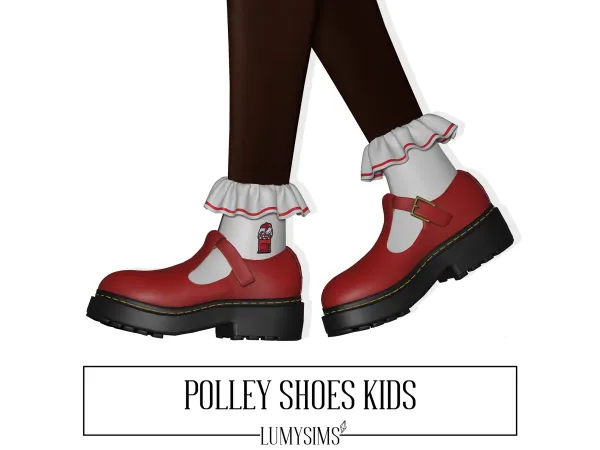 Alpha POLLEY SHOES KIDS FRILL SOCKS VERSION - The Sims 4 Custom Content