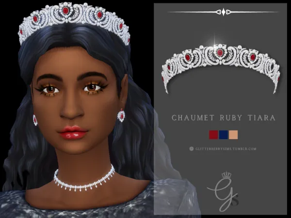 Alpha Chaumet Ruby Tiara by Glitterberry Sims - The Sims 4 Custom Content