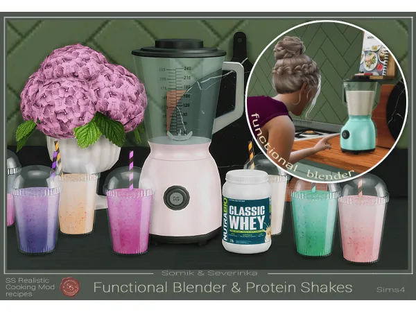 Mix Functional Blender and Protein Shakes by Somik and Severinka - The Sims 4 Custom Content