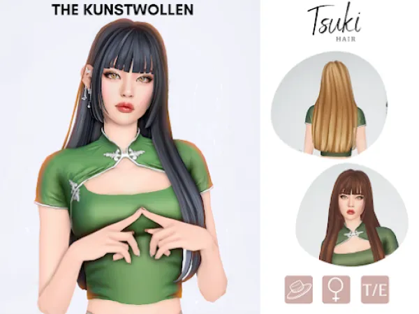 Maxis Match Tsuki hair - The Sims 4 Custom Content