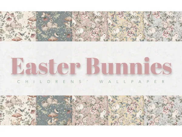 Maxis Match Easter Bunnies Children's Wallpaper by SimPlistic - The Sims 4 custom content