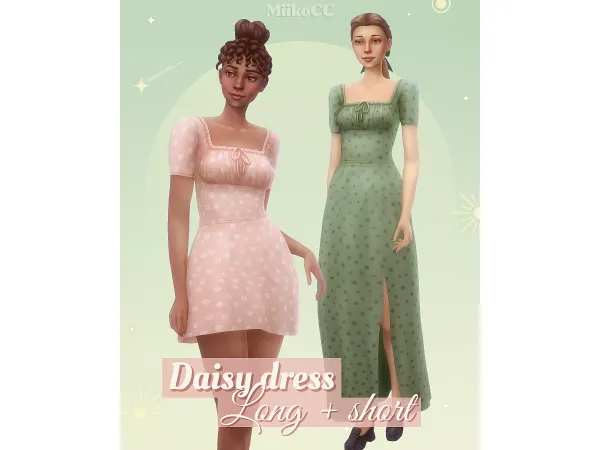 Maxis Match Daisy dress (long short) by Miiko - The Sims 4 Custom Content