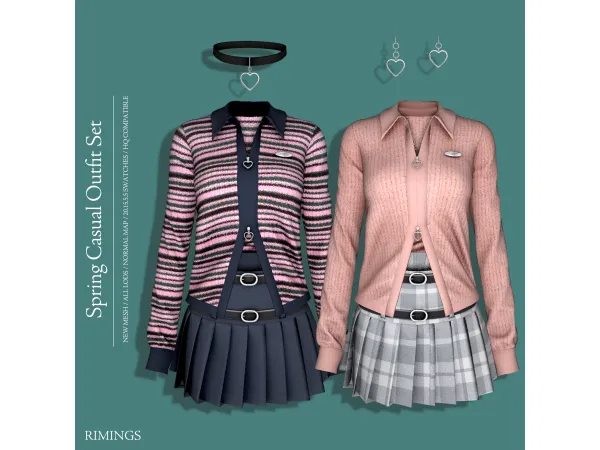 Alpha [RIMINGS] Spring Casual Outfit Set by RIMINGS - The Sims 4 Custom Content