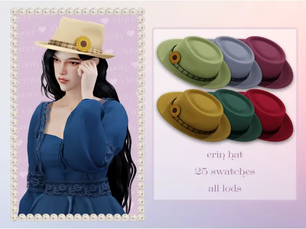 Alpha Erin hat sims by cinnamon - The Sims 4 Custom Content