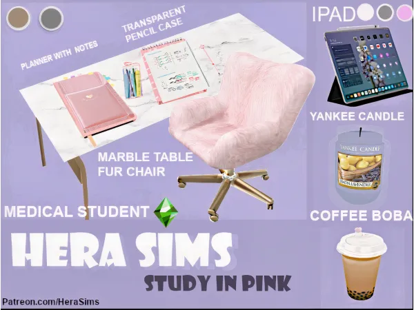 Alpha Study in pink by Hera Sims - The Sims 4 Custom Content