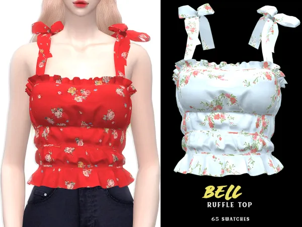 Alpha Bell Ruffle Top - The Sims 4 Custom Content