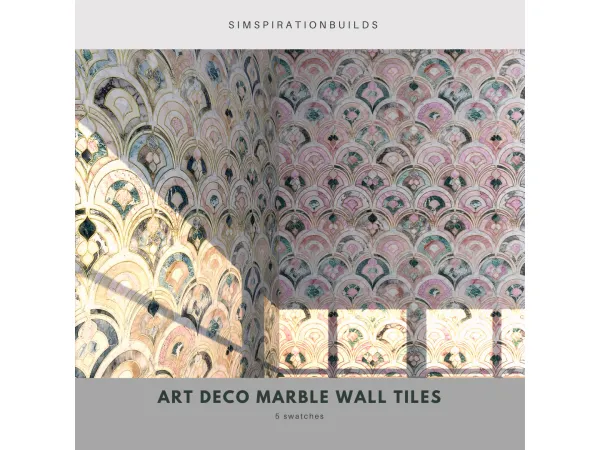 Mix Art Deco Marble Wall Tiles by SimspirationBuilds - The Sims 4 Custom Content