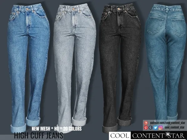 Alpha High Cuff Jeans cool_content_star - The Sims 4 Custom Content