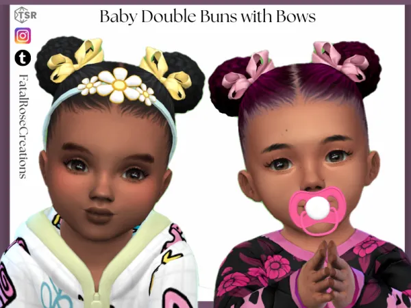Maxis Match Baby Double Buns with Bows - The Sims 4 Custom Content