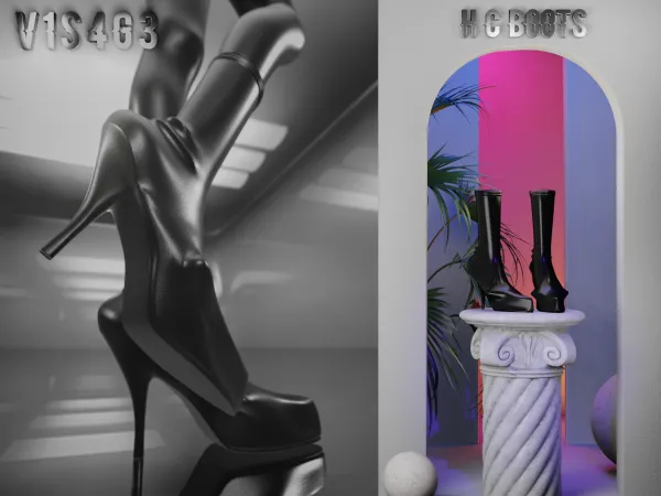 Alpha V1S4G3 Hard Couture Boots by v1s4g3 - The Sims 4 Custom Content