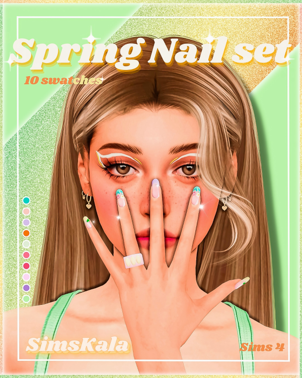 Maxis Match [SimsKala] Spring Nail Set by simsfinds - The Sims 4 Custom Content