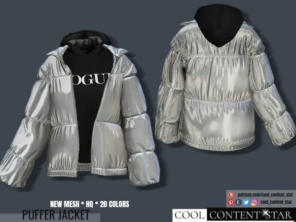 Alpha Hoodie with Puffer Jacket cool_content_star by cool_content_star - The Sims 4 custom content