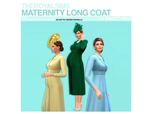 Maxis Match THEROYALSIMS MATERNITY LONG COAT by The Royal Sims - The Sims 4 Custom Content