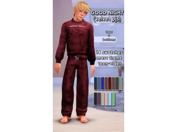 Maxis Match Good Night Set (Velvet Pjs) by CreamLatteDream - The Sims 4 Custom Content
