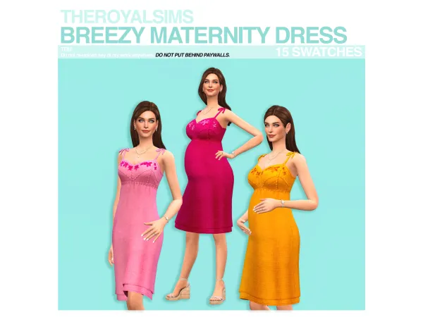 Maxis Match THEROYALSIMS BREEZY MATERNITY DRESS by The Royal Sims - The Sims 4 Custom Content