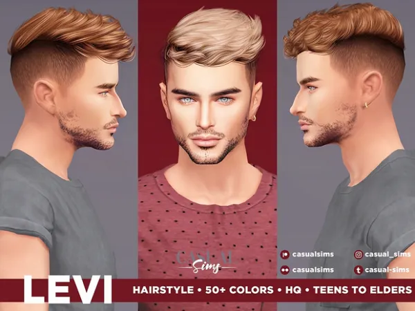 Alpha Levi Hairstyle by CasualSims - The Sims 4 Custom Content