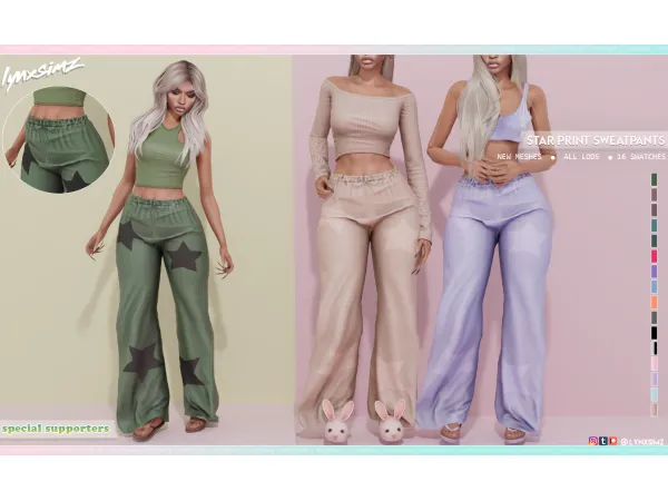 Alpha Star Print Sweatpants by lynxsimz - The Sims 4 Custom Content