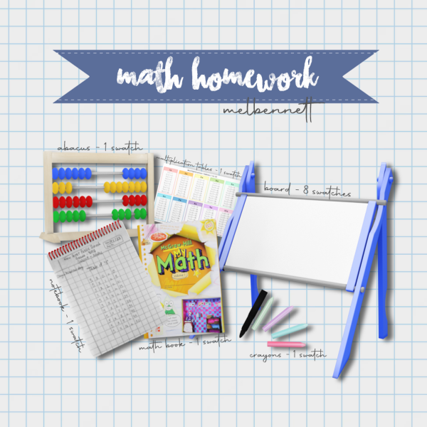 Mix Math Homework Collection by melbennett - The Sims 4 Custom Content