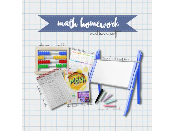 Mix Math Homework Collection - The Sims 4 Custom Content