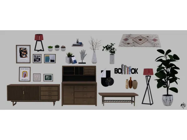 novvvas Mid Century Modern Living Room - The Sims 3 Custom Content