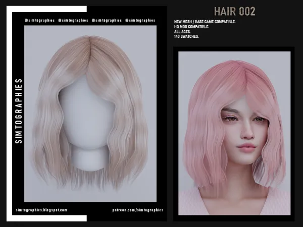 Alpha Hair 002 - The Sims 4 Custom Content