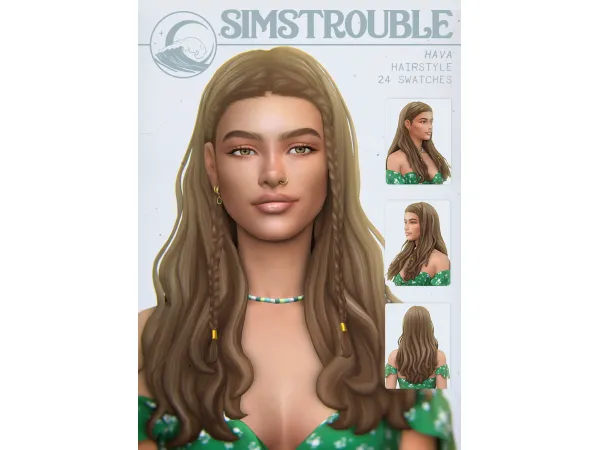 Maxis Match Hava Hairstyle (w and wo Braids) by simstrouble Update - The Sims 4 Custom Content
