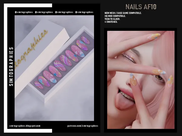 Alpha Nails AF10 - The Sims 4 Custom Content