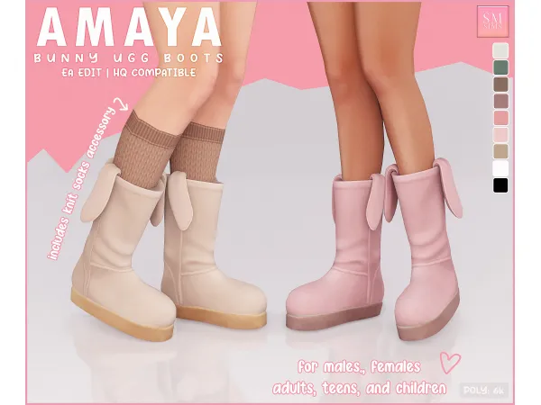Mix HONEY Amaya Bunny Ugg Boots by SM Sims - The Sims 4 Custom Content