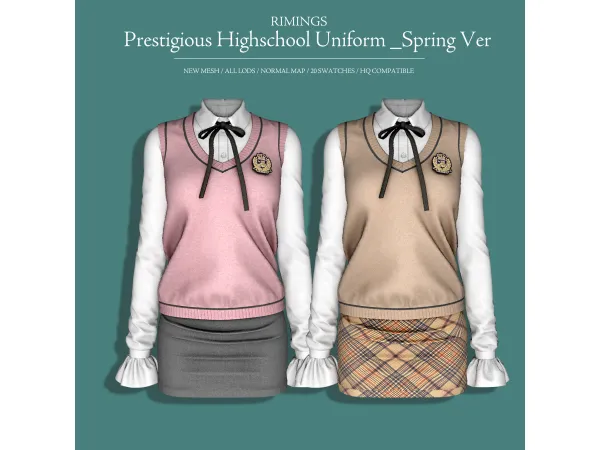 Alpha [RIMINGS] Prestigious Highschool Uniform _Spring Ver by RIMINGS - The Sims 4 Custom Content