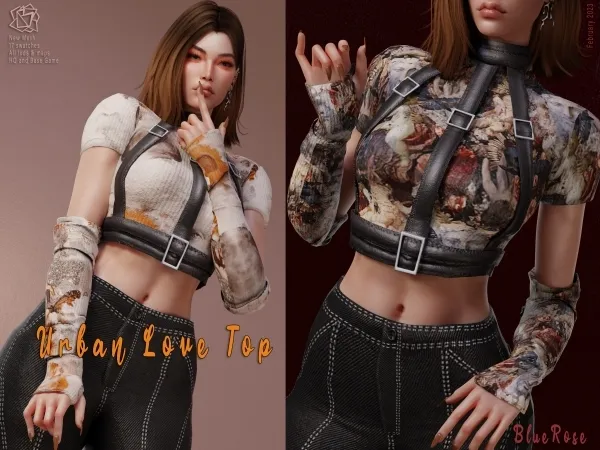 Alpha Urban Love Top brsims by bluerose-sims - The Sims 4 custom content