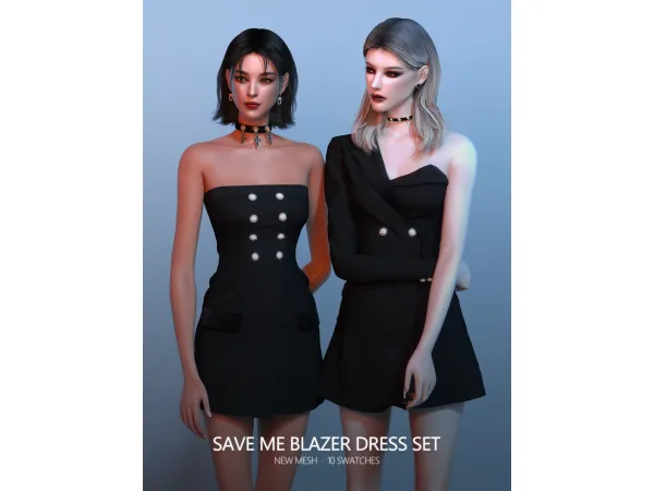 Alpha Save Me Blazer Dress Set by RONA_SIMS - The Sims 4 Custom Content