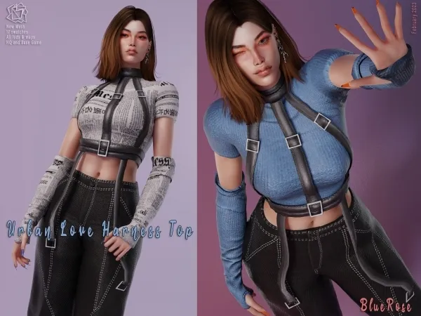 Alpha Urban Love Harness Top brsims - The Sims 4 Custom Content