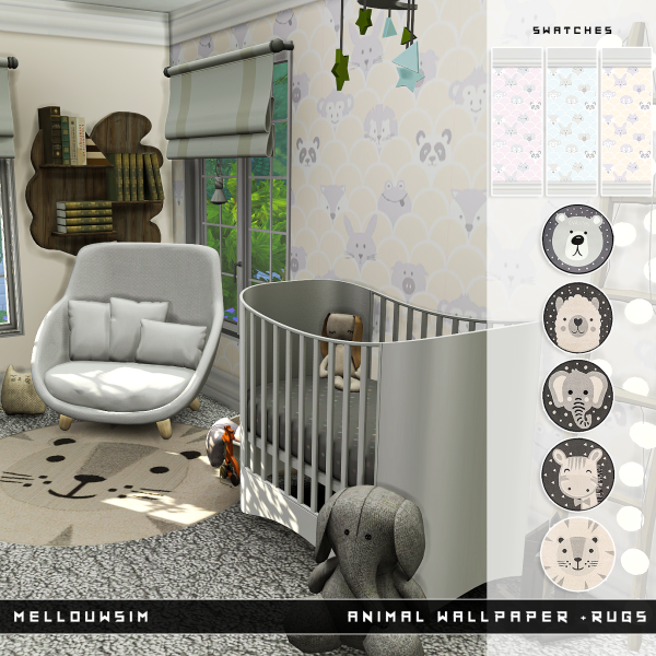 Mix Animal Wallpaper Rugs by simsfinds - The Sims 4 Custom Content