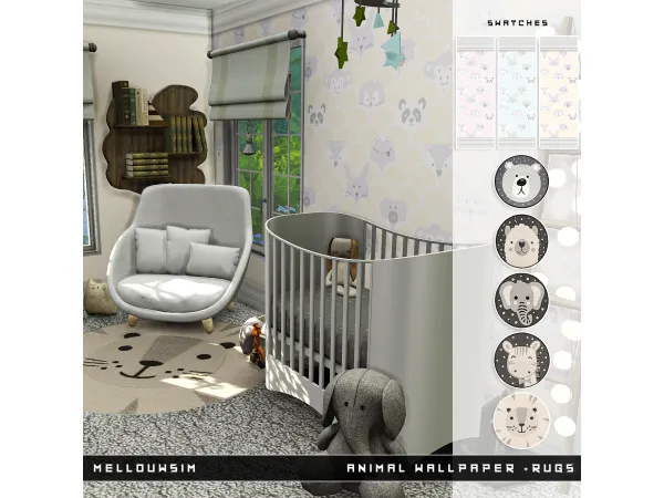 Mix Animal Wallpaper Rugs by MELLOUWSIM - The Sims 4 Custom Content