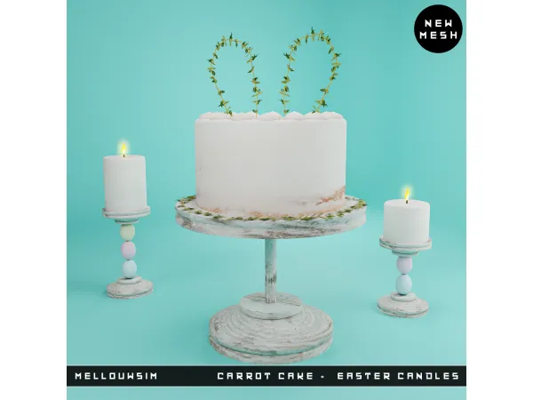 Alpha Carrot Cake Easter Candles by MELLOUWSIM - The Sims 4 Custom Content