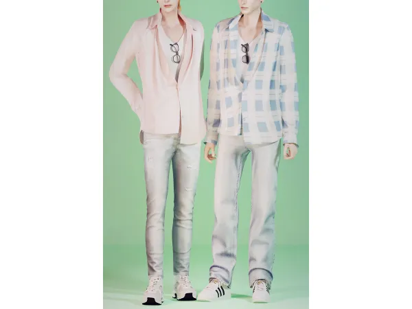 Alpha [KK] Collar shirt 10 AB by KK's creation - The Sims 4 Custom Content