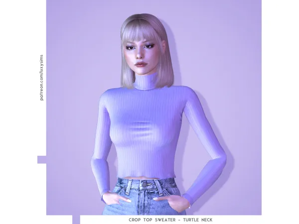 Mix Croptop Sweater Turtle Neck - The Sims 4 Custom Content