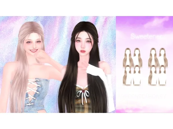 Alpha Sweetener Hairstyle by greenteahoney - The Sims 4 Custom Content