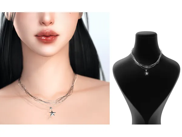 Alpha Entwined Star Necklace by Chih - The Sims 4 Custom Content