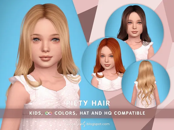 Alpha Piety Hair Kids Version by SonyaSims - The Sims 4 Custom Content
