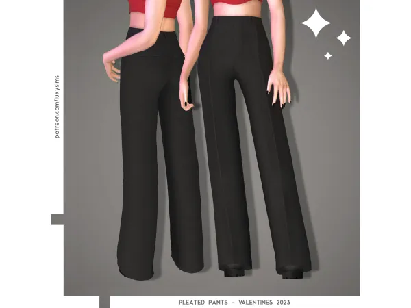 Alpha Pleated Pants Valentines 2023 - The Sims 4 Custom Content