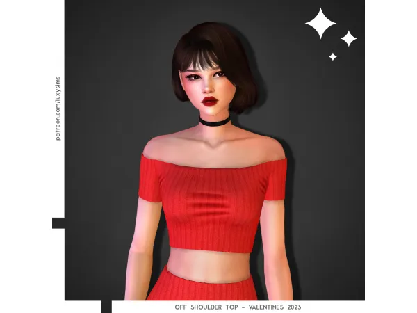 Alpha Off Shoulder Top Valentines 2023 - The Sims 4 Custom Content