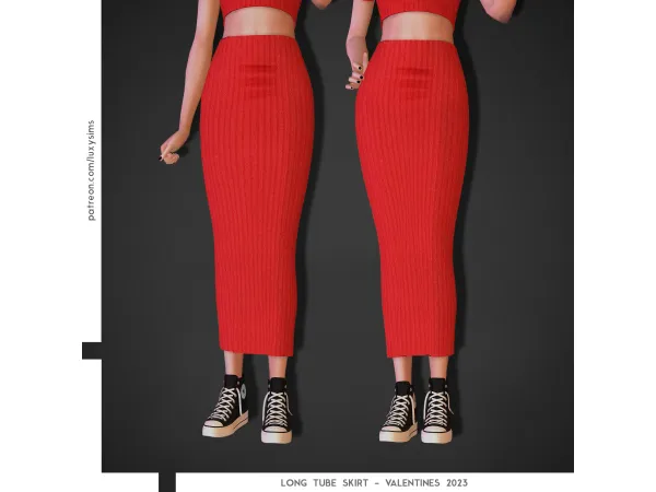 Mix Long Tube Skirt Valentines 2023 - The Sims 4 Custom Content