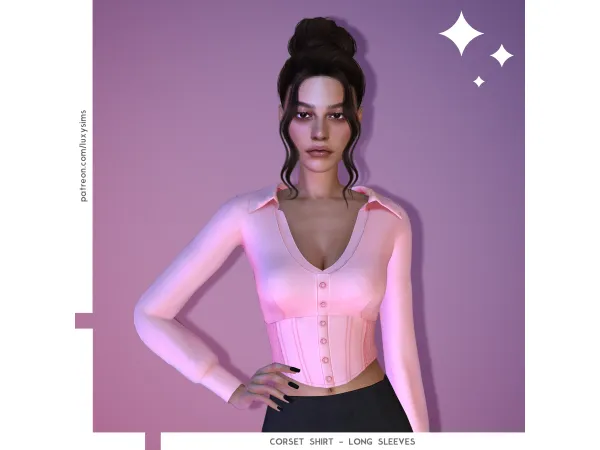 Alpha Corset Shirt Long Sleeves - The Sims 4 Custom Content
