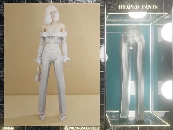 Alpha Draped Pants by polygoncouture - The Sims 4 Custom Content